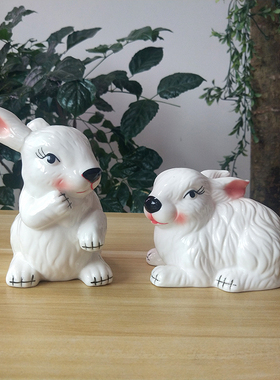 结婚礼物情侣红色兔子德化陶瓷