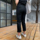 Plus size women's black slimming straight jeans dad pants
