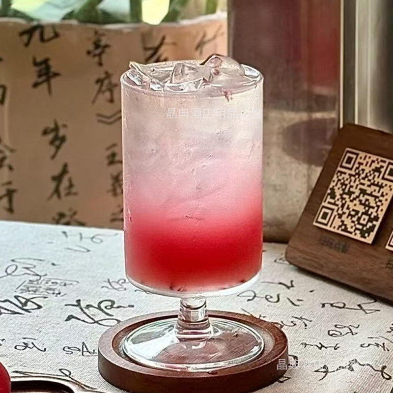 简约风直筒果汁杯透明高脚玻璃杯网红气泡水杯子鸡尾酒饮品杯咖啡,淘宝优惠券,粉丝福利购,淘宝优惠卷