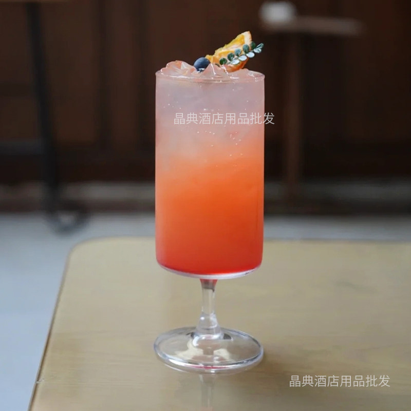 简约风直筒果汁杯透明高脚玻璃杯网红气泡水杯子鸡尾酒饮品杯咖啡,淘宝优惠券,粉丝福利购,淘宝优惠卷