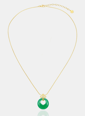 瑞红绿玛瑙纯银锁骨链情侣项链