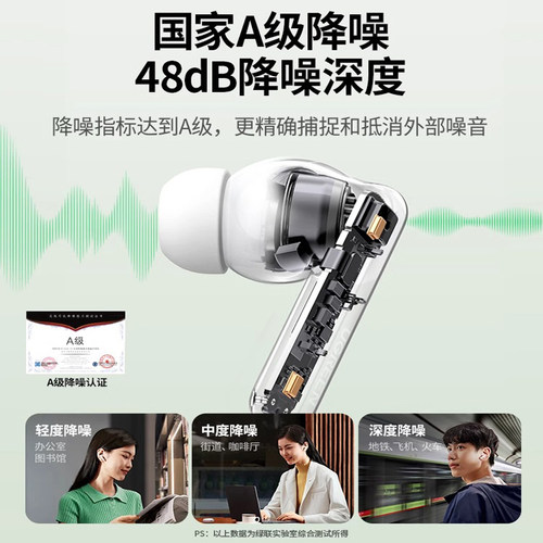 绿联T6蓝牙耳机主动降噪无线高音质新款2024运动适用小米华为苹果 - 图0