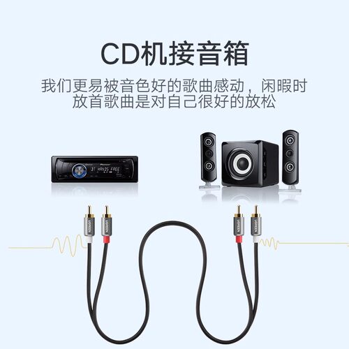 绿联 双莲花头音频线2rca二对二红白梅花插头纯铜信号输出线通用 - 图3