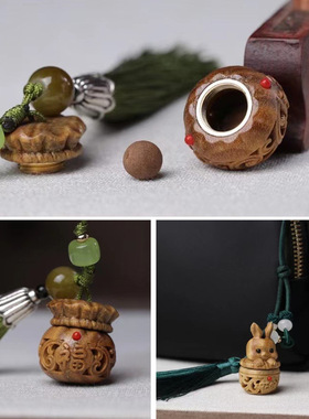 可打开红木葫芦吊坠男女