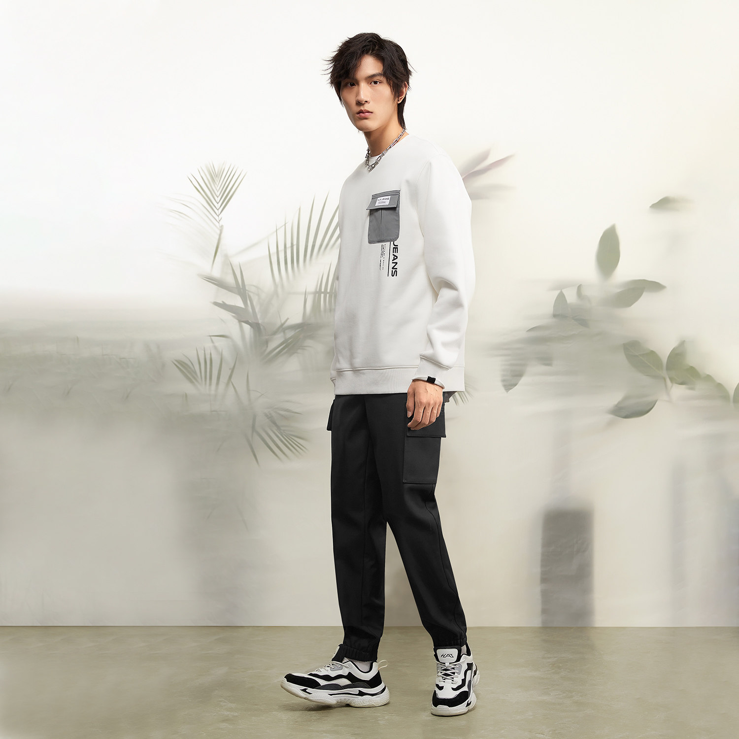 海澜之家旗下黑鲸多口袋休闲裤男冬季热卖束脚裤男工装裤男裤子商