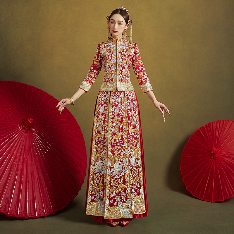 秀禾服2022夏季新款结婚中式婚纱 依鸾旗袍