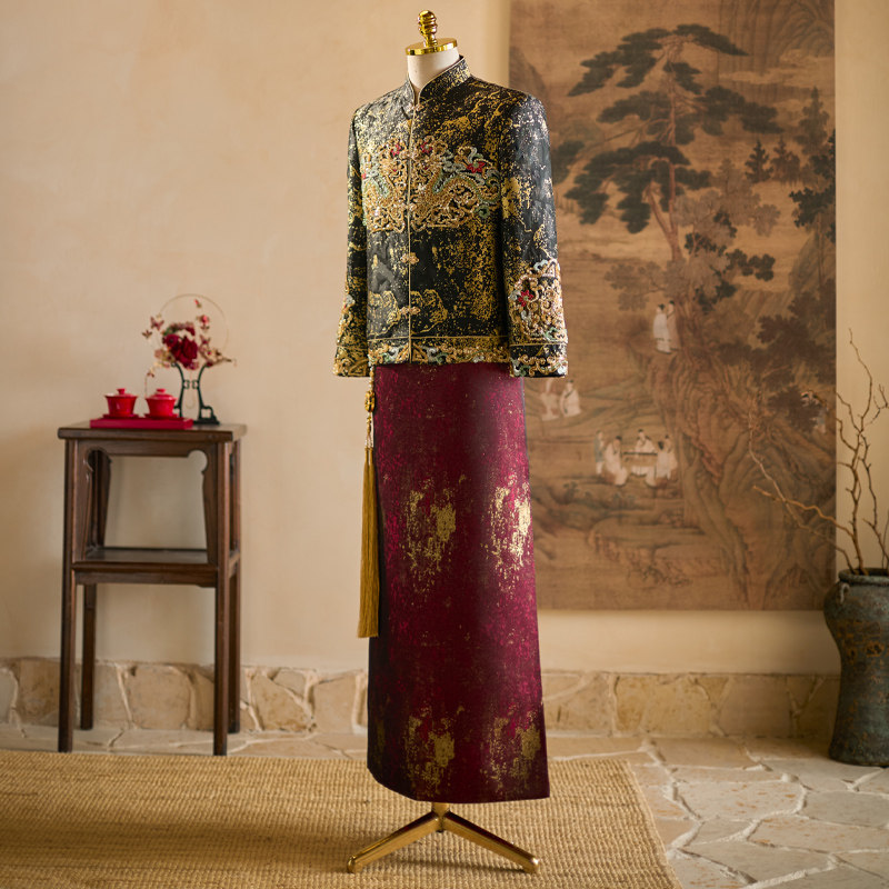 男士秀禾服2025新款高级结婚新郎黑色礼服敬酒服接亲中式婚服秀和,淘宝优惠券,粉丝福利购,淘宝优惠卷