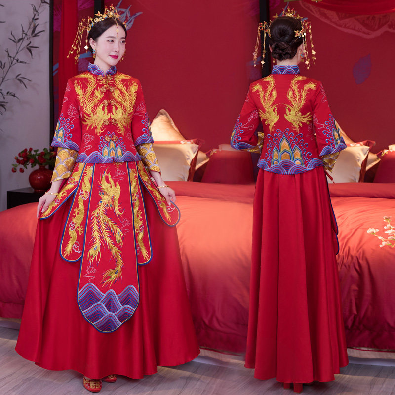 秀禾服新娘2023新款中式结婚敬酒龙凤褂情侣套装古装嫁衣秀禾_虎窝淘