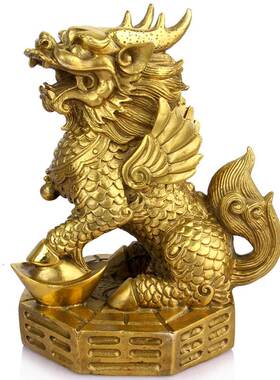 Copper Kirin Ornaments Home Pair of Gossip Fortune Kirin