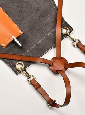 Thickened Wear-Resistant Canvas Genuine Leather Apron Men's