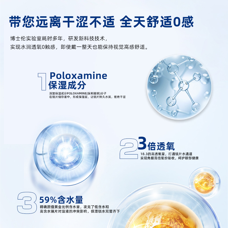 博士伦清朗一日隐形眼镜日抛30片装隐性近视透明镜官方旗舰店正品 - 图2