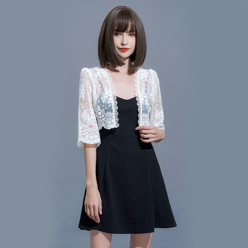 网纱刺绣小披肩女夏百搭短款薄开衫 悦吻短外套