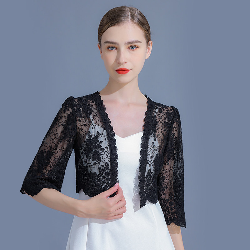 网纱刺绣小披肩女夏百搭短款薄开衫 悦吻短外套