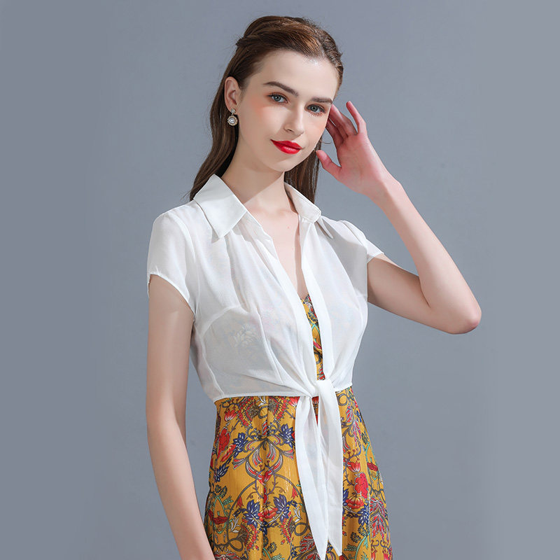 雪纺外搭短款夏季配裙子2023衬衣 悦吻短外套