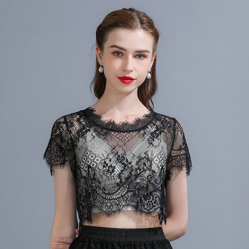半截蕾丝夏薄款内搭短款2023小衫 悦吻蕾丝衫/雪纺衫