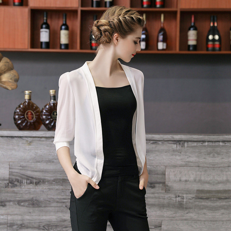 雪纺女夏百搭短款薄短外套小披肩 悦吻短外套