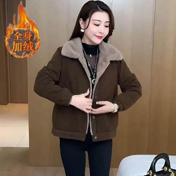 灯芯绒加绒外套女短款2025秋冬新款中老年妈妈休闲宽松加厚夹克衫,淘宝优惠券,粉丝福利购,淘宝优惠卷