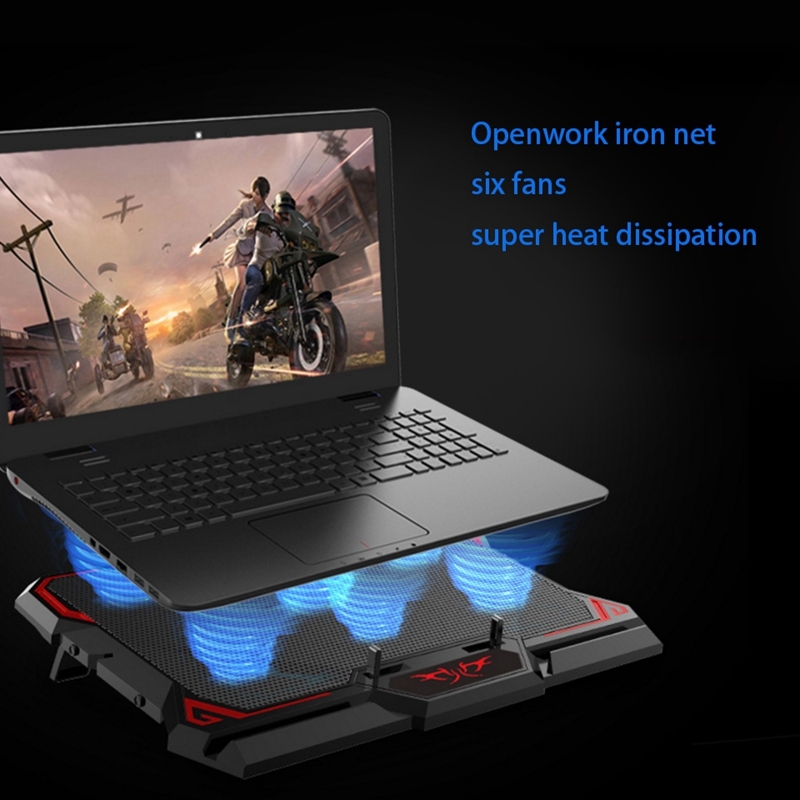 2024 Gaming Laptop Cooler 6Fan Led Usb Notebook Cooling Pad-图0