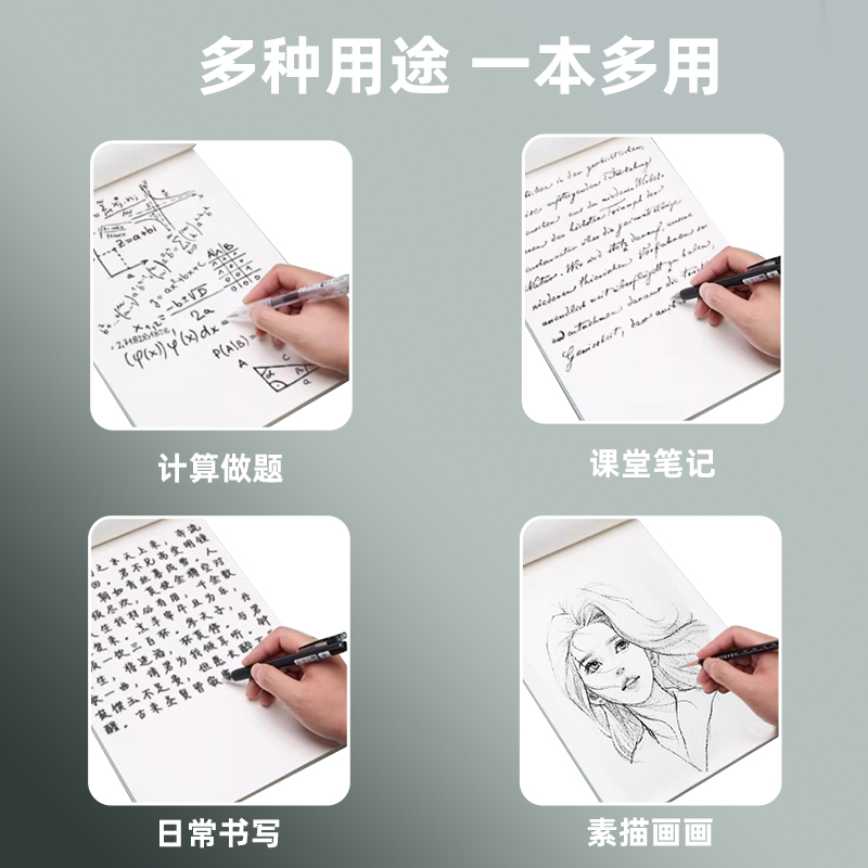 草稿本加厚空白草稿纸a4初中生a5可撕护眼草稿纸批发便宜演草纸学生用打草纸加厚小学高中大学生专用纸可撕 - 图3