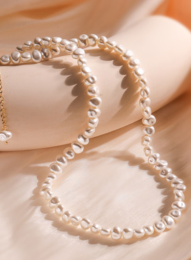 法国cherry kitty ins时尚简约巴洛克珍珠项链女小众优雅大方