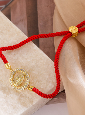 法国cherry kitty 欧美潮时尚轻奢铜镀18k金锆石玛利亚抽绳手链