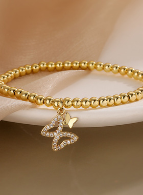 法国cherry kitty 法式优雅铜镀锆石蜻蜓蝴蝶铜珠手链女小众个性