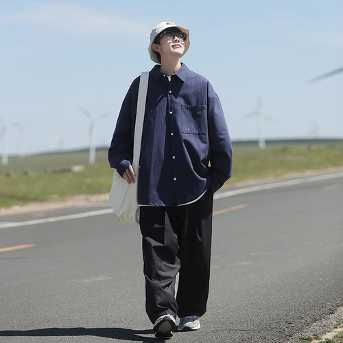 BDLS工作室文艺男女店港风情侣款春白色百搭纯色长袖衬衫宽松衬衣 - 图3