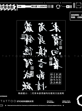 十六字箴言古风男女草本纹身贴