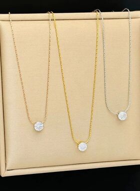 LuxuryStainless Steel Gold Color 6-claw Heart Zircon Pendant