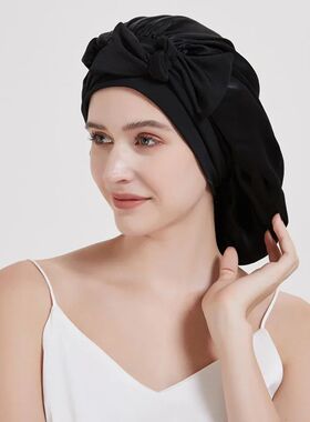 100% Mulberry Silk Sleep Bonnet for Women Curly Hair Satin C