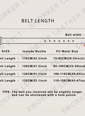 Vintage Genuine Leather Men's Belt With Solid Brass Buckle,