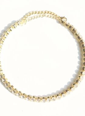 Elegant Rhinestone Necklace for Women, Single Row Sparkling
