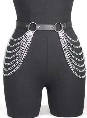 Women Sexy Leg Chain Harness garter Belt Waist Corset Belt L