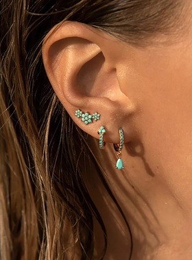 Multicolor Zircon Water Drop Small Hoop Earrings for Women S