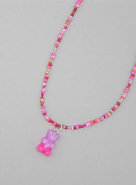 New Bohemia Lover Colorful Gummy Bear Pendant Choker Resin M