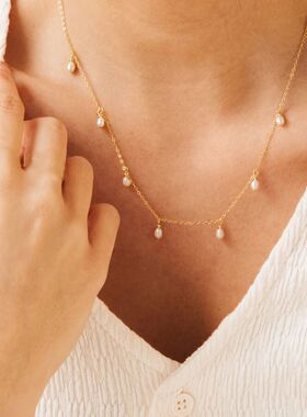 EManco New Pearl Pendant Necklace Stainless Steel Clavicle C