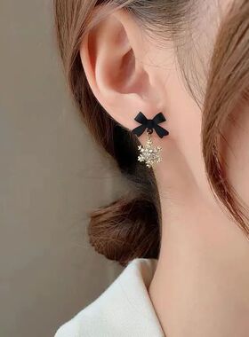 New Red Bow Knot Snowflakes Drop Earring for Women Christmas