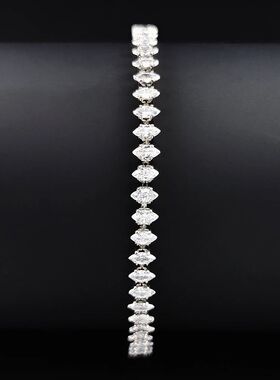 New Marquise Oval Square Cut Silver Color on Hand Tennis Bra