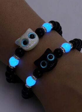 New Design Cartoon Big Eye Cat Luminous Necklace for Women T
