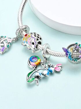 Spring Charms Beads Pendant 925 Sterling Silver Flower Butte