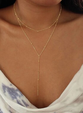Gold Necklace for Women 14k Gold Plated/Silver Y-Shaped Pend
