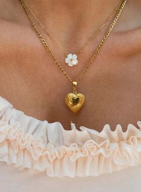 Stainless Steelss Shell Flower Pendant Necklace For Women Vi