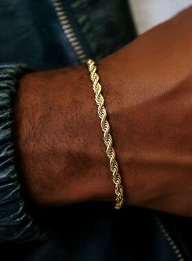 Hip Hop Men's Stainless Steel Rope Chain Bracelets,2/3/4/5mm