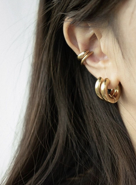 Classic Stainless Steel Ear Buckle for Women Trendy Gold Col