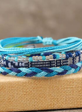 4 /24 Pcs Boho Surfer Bracelet Anklets Braided Bracelet Colo