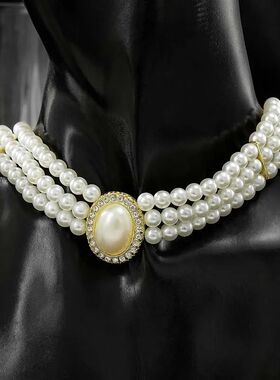 Vintage Multi-layer Imitation Pearl Short Choker Necklace Fo