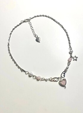 Cute star heart necklace | Wings pendant beads | Beaded jewe