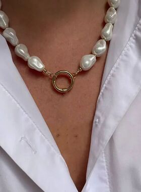 Elegant Jewelry Imitation Irregular pearl Pendant Necklace B