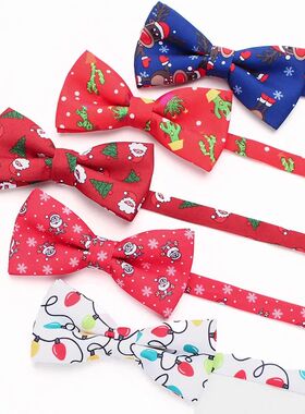 Fashion Men's Christmas Bow Tie New Cotton Green Red Santa C