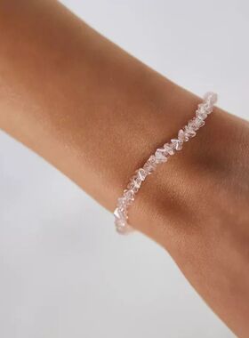 Transparent Crystal Irregular Beaded Bracelet Women‘s Shiny